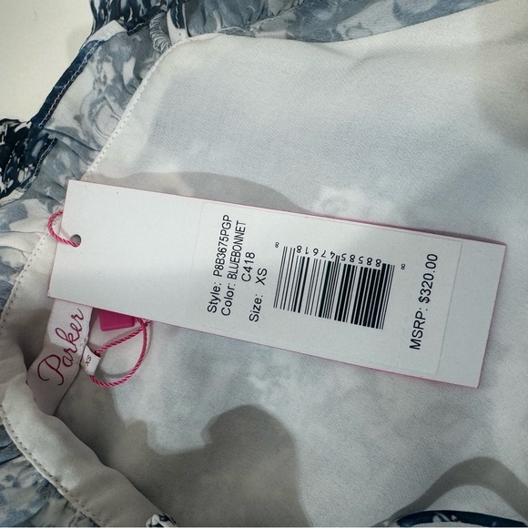 Parker Blue White Floral Long Sleeve Cami Top - Picture 5 of 6